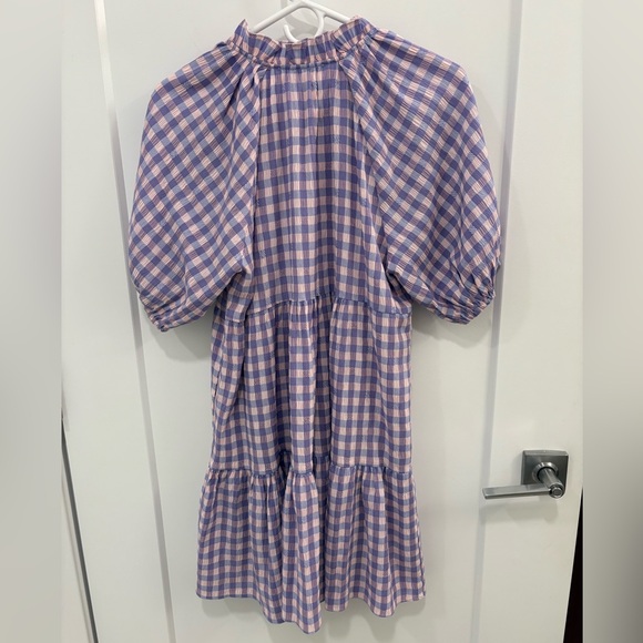 Hyacinth House Tuckernuck Sutton Purple Pink Gingham Mini Dress Size Small - Picture 9 of 15